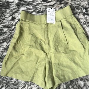 ZARA high waisted paperboy linen shorts